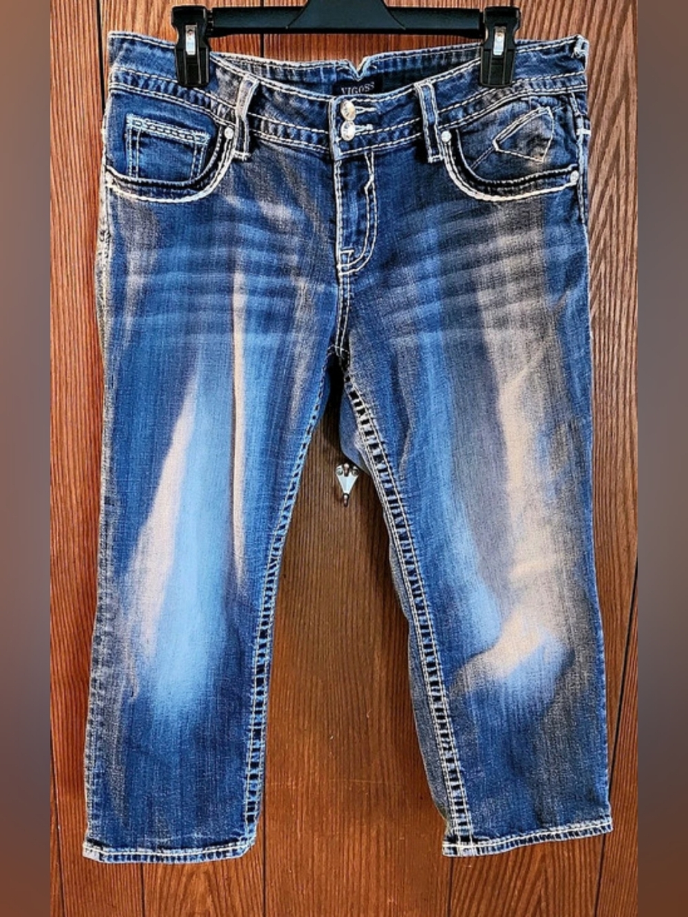 Vigoss The Dallas Capri Bootcut Jeans Blue Waist 14